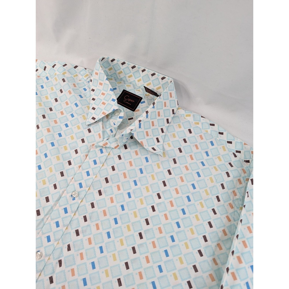 Cigar Couture XXXL 3XL  Mens Long Sleeve Button Down Shirt Colorful Geometric